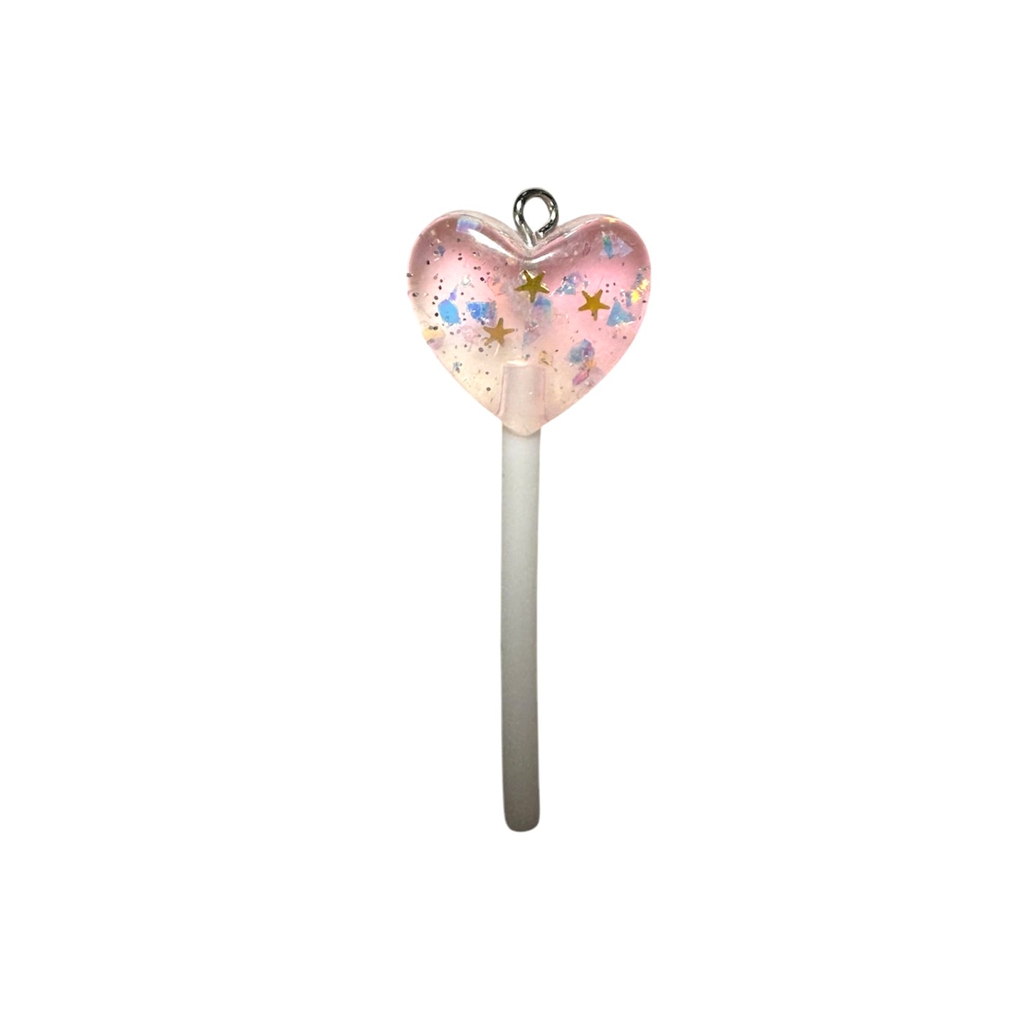 Light Pink Heart Glitter Lollipop