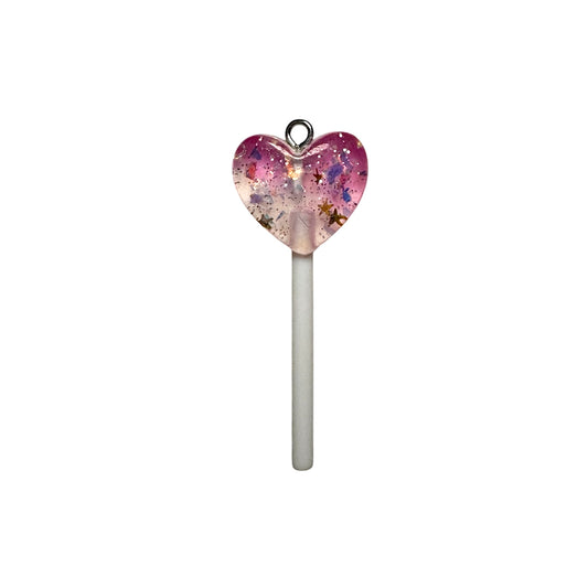Hot Pink Heart Glitter Lollipop