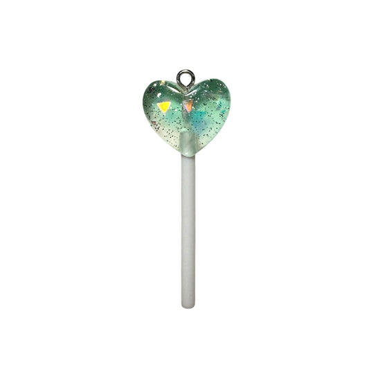 Green Heart Glitter Lollipop