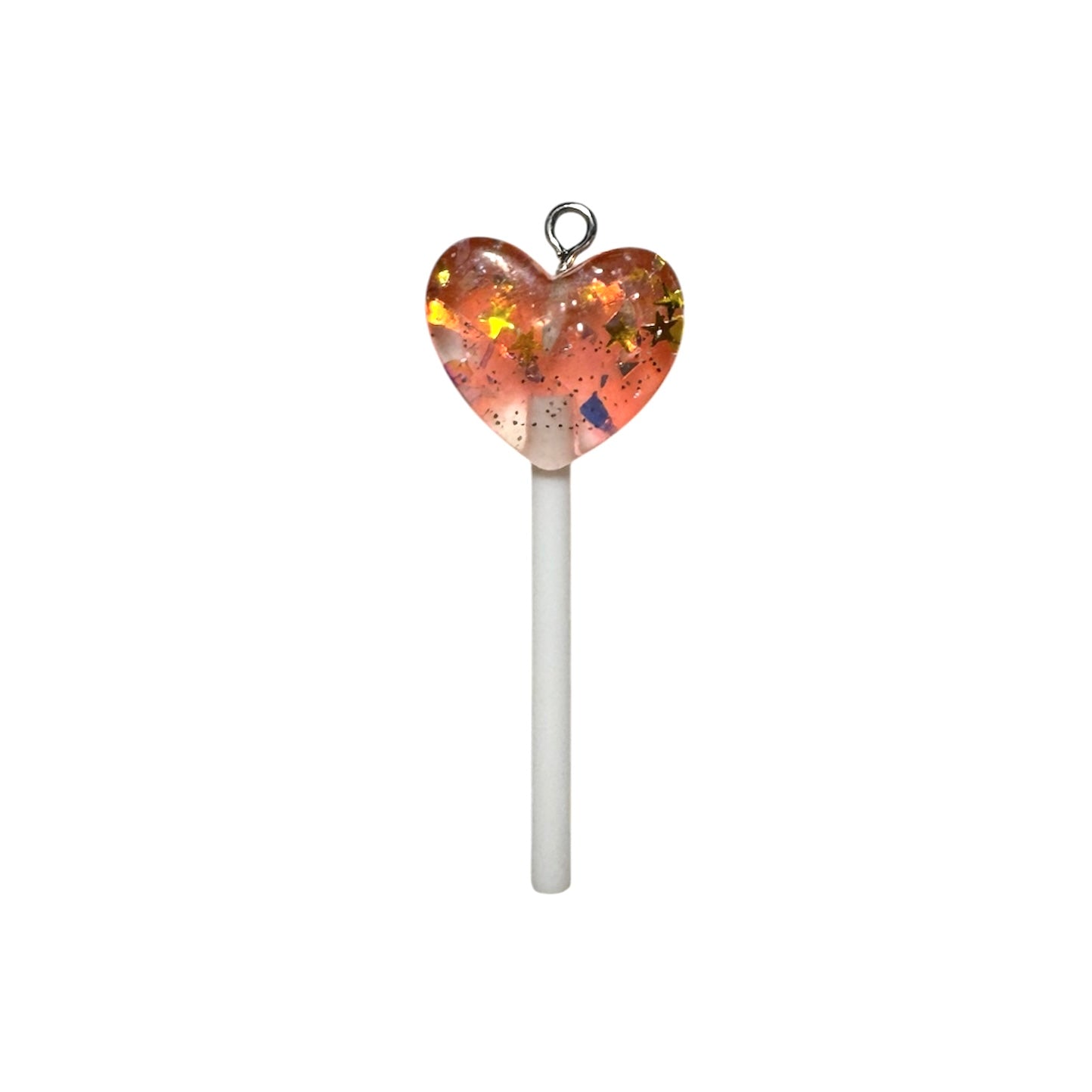 Peach Heart Glitter Lollipop