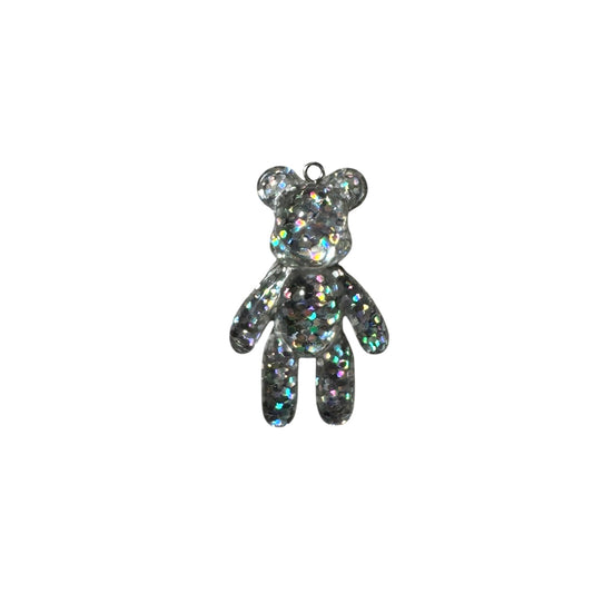 Large Teddy Bear in Silver Glitter