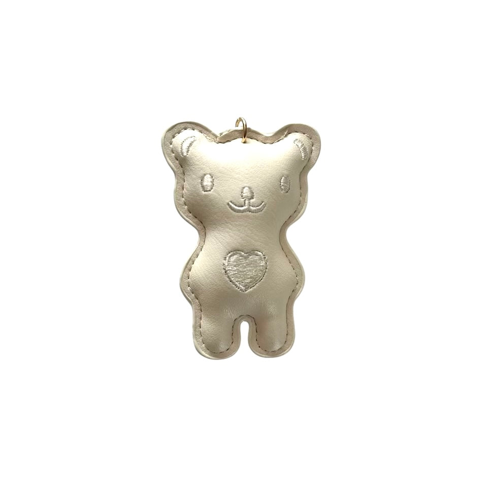 Jumbo Puffy Heart Bear Charm in Ivory