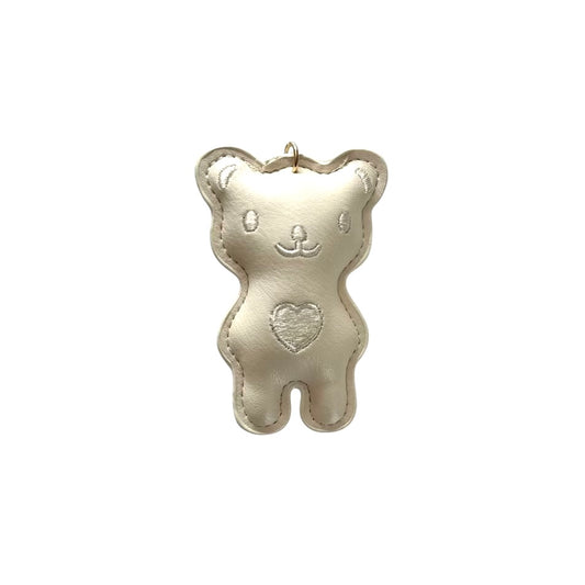 Jumbo Puffy Heart Bear Charm in Ivory